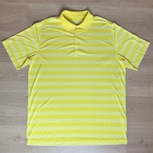 Nike Golf Tournament Performance Yellow Striped Polo Shirt Men’s‎ Size XL